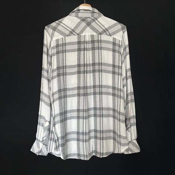 Rails‎ Hunter Plaid Button Down Shirt in Ash Cider Black and White Size L - Picture 2 of 6